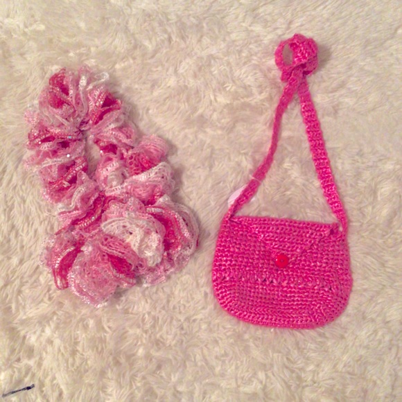 Handbags - Barbie Y2K bright pink purse  mini shoulder bag and ruffled scarf set barbiecore